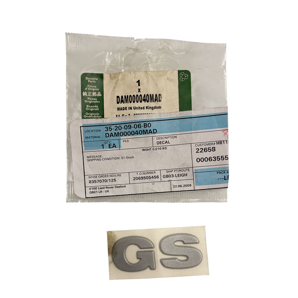 Freelander 1 "GS" Badge Silver DAM000040MAD